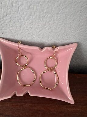 Gold Double Hoop Drop Earrings - Women Jewelry